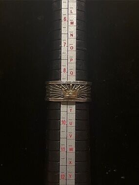 Men’s or Unisex Two-Tone Crown Accent Ring,Black and Gold & tiny clear crystal